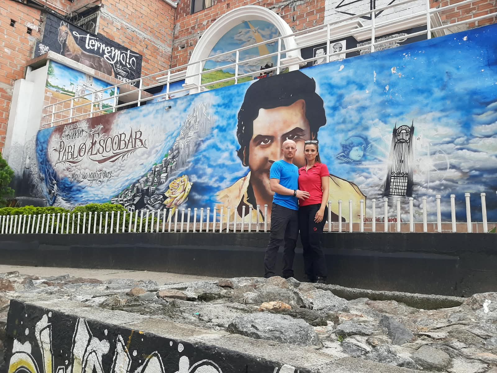 Medellín mural depicting the city's history and Pablo Escobar